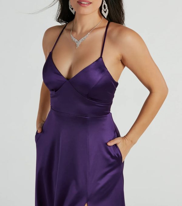 Vienna Lace-Up Satin A-Line Formal Dress - Image 7