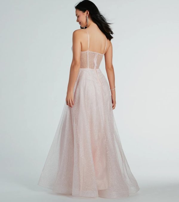 Ariel Corset Glitter Mesh A-Line Formal Dress - Image 2