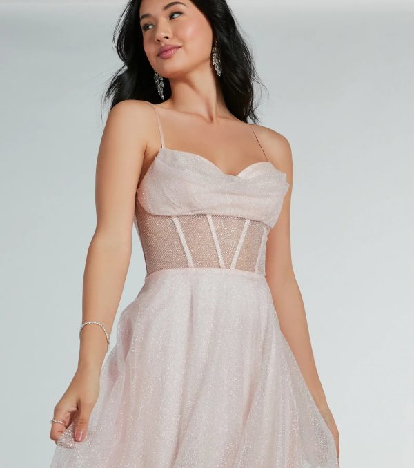 Ariel Corset Glitter Mesh A-Line Formal Dress - Image 3