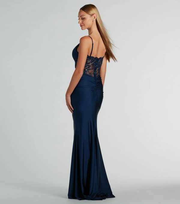 Alisa Lace Sequin Back Mermaid Formal Dress - Image 6