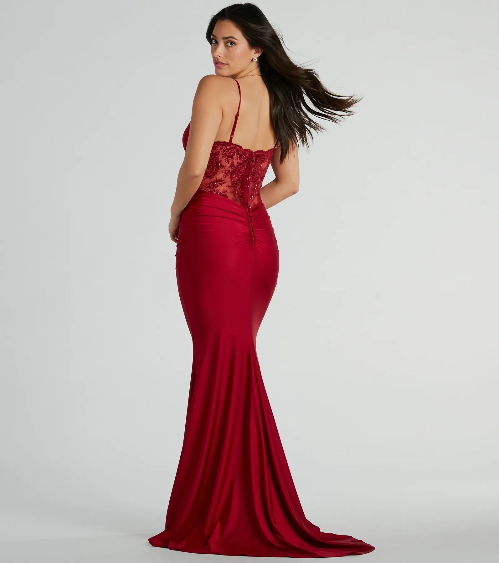 Alisa Lace Sequin Back Mermaid Formal Dress - Image 2