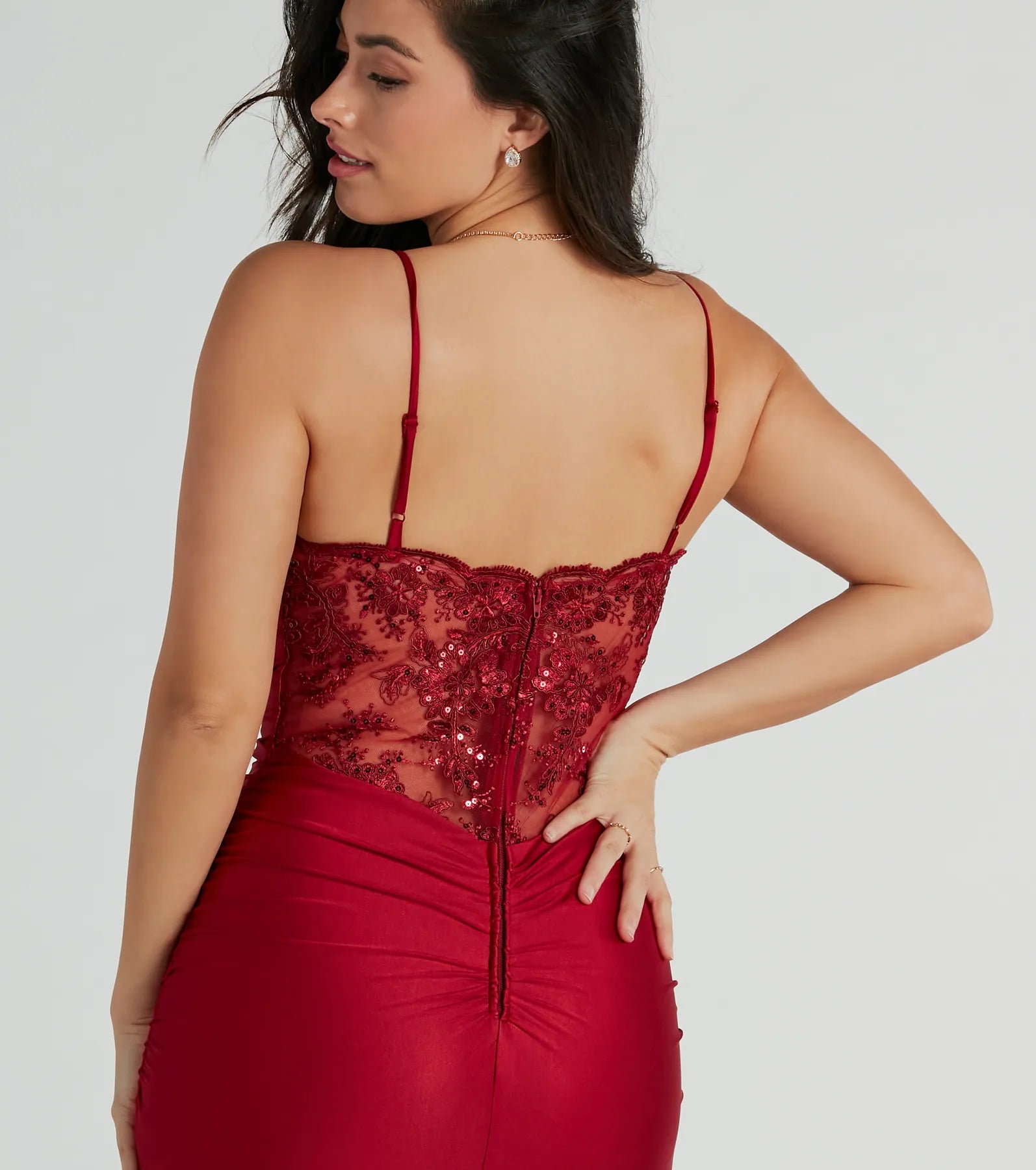 Alisa Lace Sequin Back Mermaid Formal Dress - Image 4