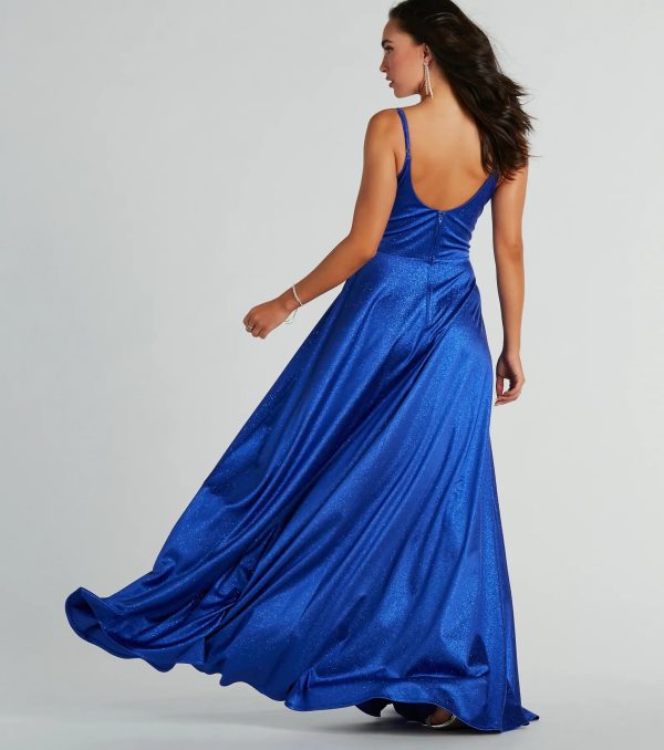 Amina Scoop Neck A-Line Glitter Formal Dress - Image 2