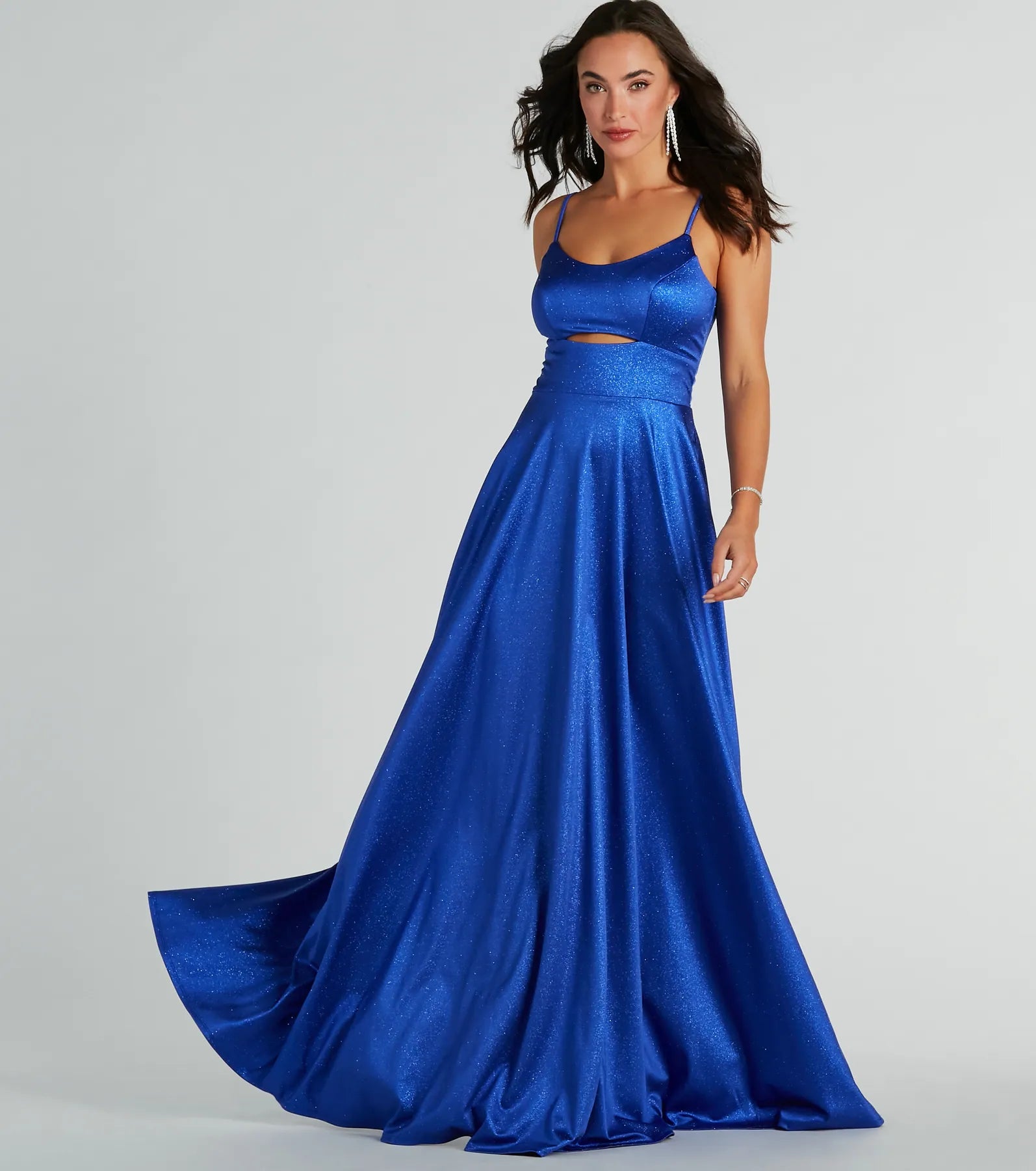 Amina Scoop Neck A-Line Glitter Formal Dress - Image 4