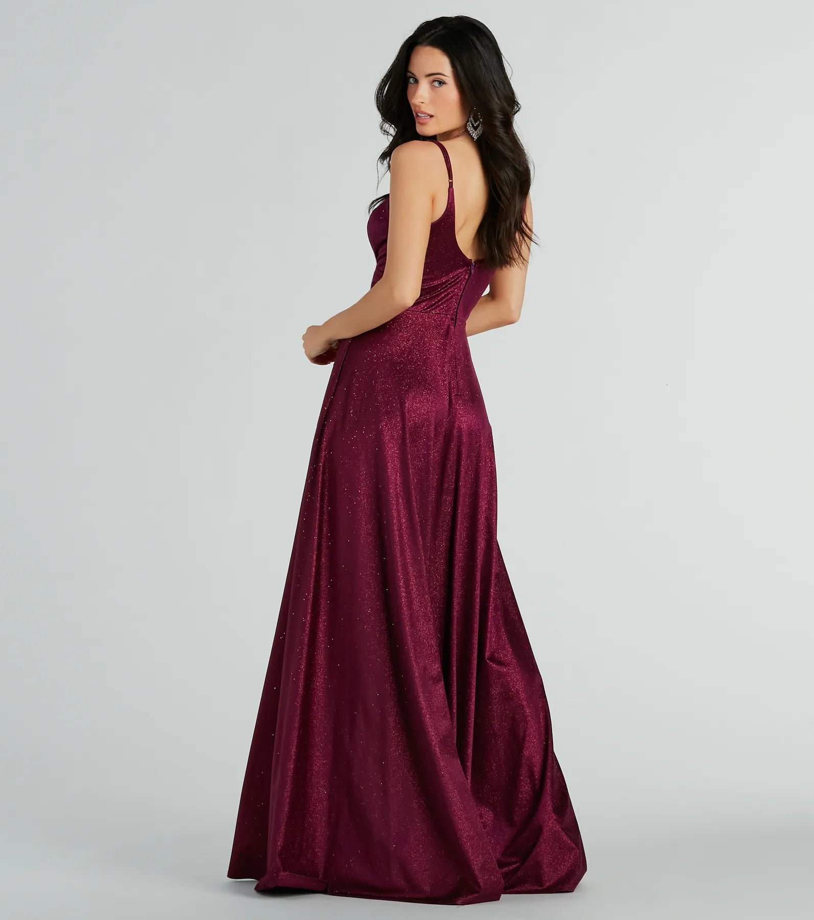 Amina Scoop Neck A-Line Glitter Formal Dress - Image 6