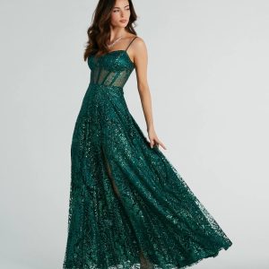 Lauren Sweetheart A-Line Glitter Sequin Dress