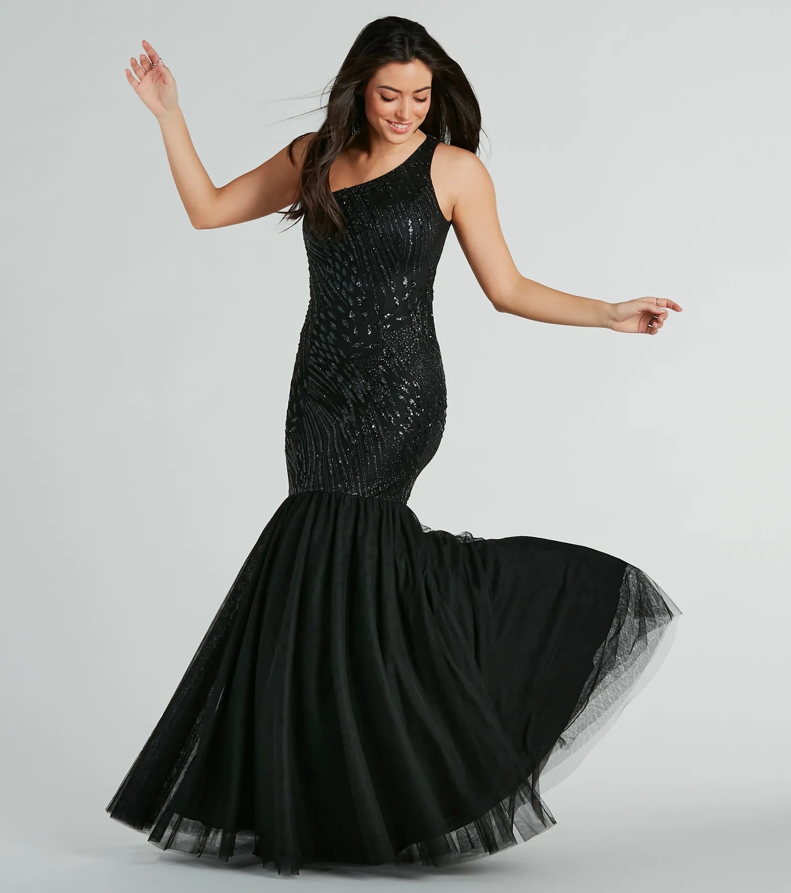 Gracelyn Formal One-Shoulder Mermaid Sequin Dress - Image 2