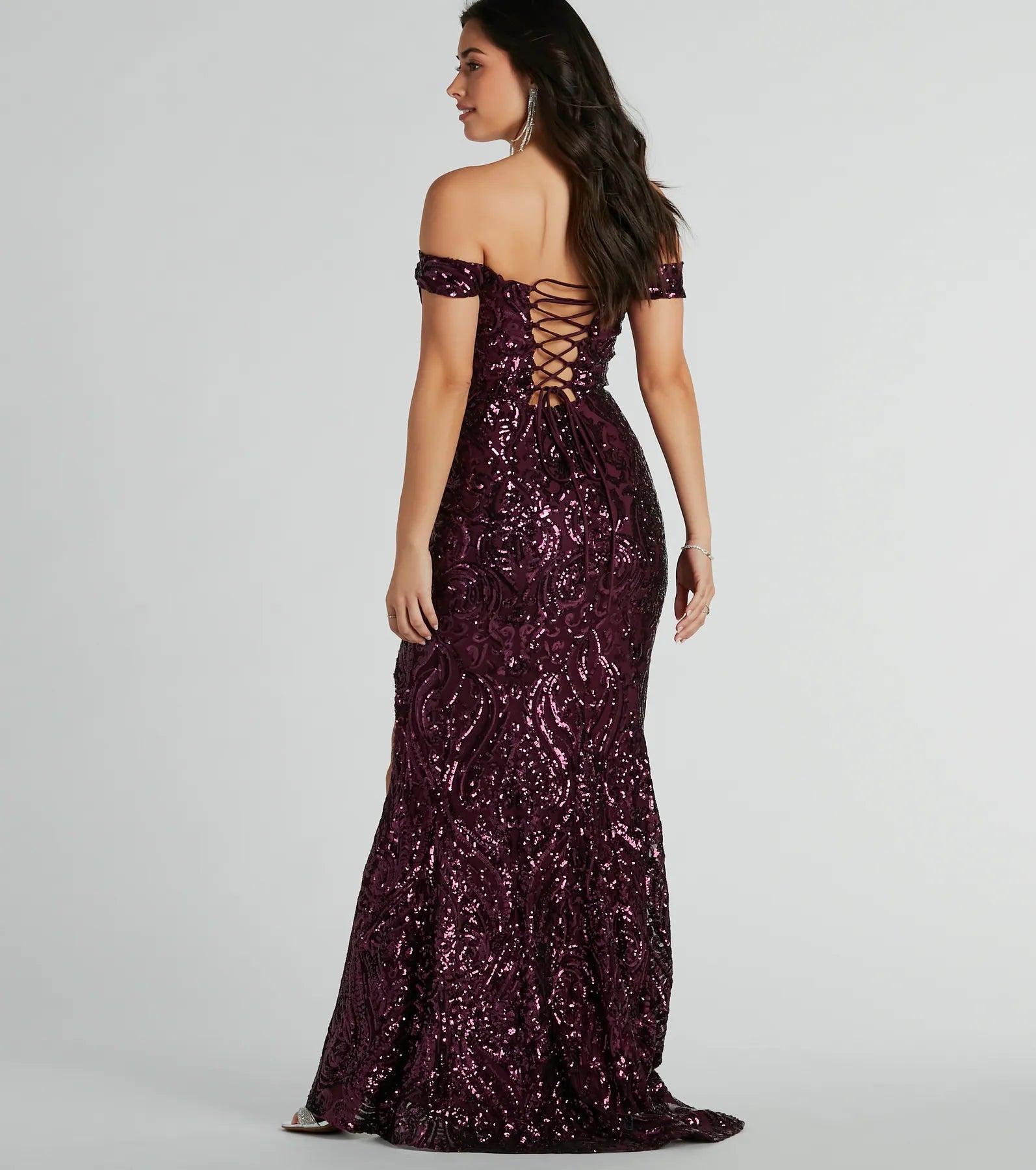 Alanna Off-The-Shoulder Sequin Mermaid Dress - Image 2
