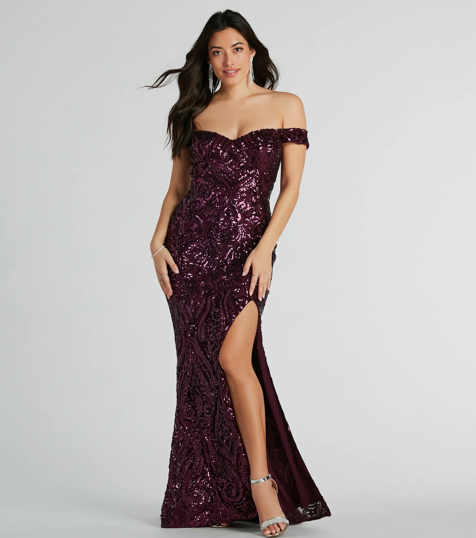Alanna Off-The-Shoulder Sequin Mermaid Dress - Image 3