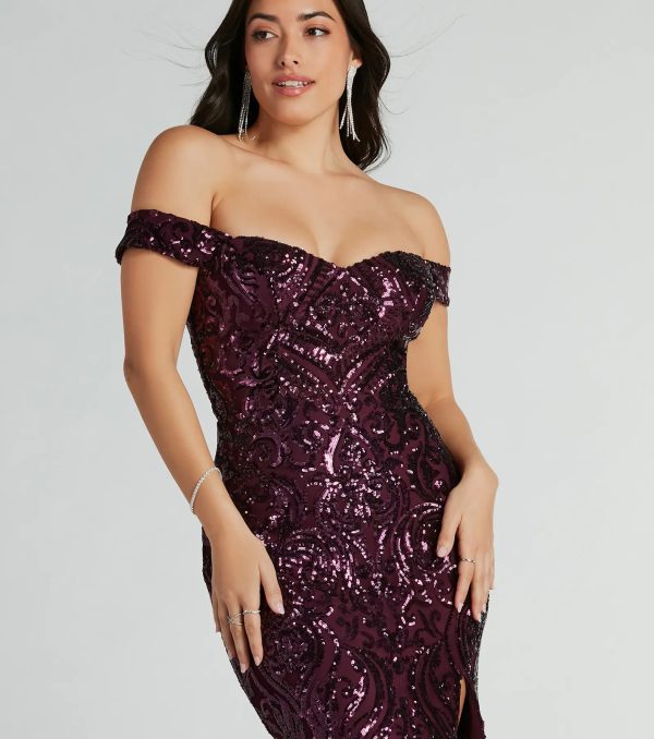 Alanna Off-The-Shoulder Sequin Mermaid Dress - Image 4