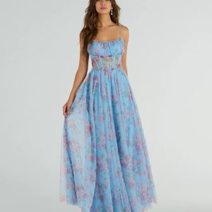 Haylie Corset A-Line Floral Tulle Formal Dress