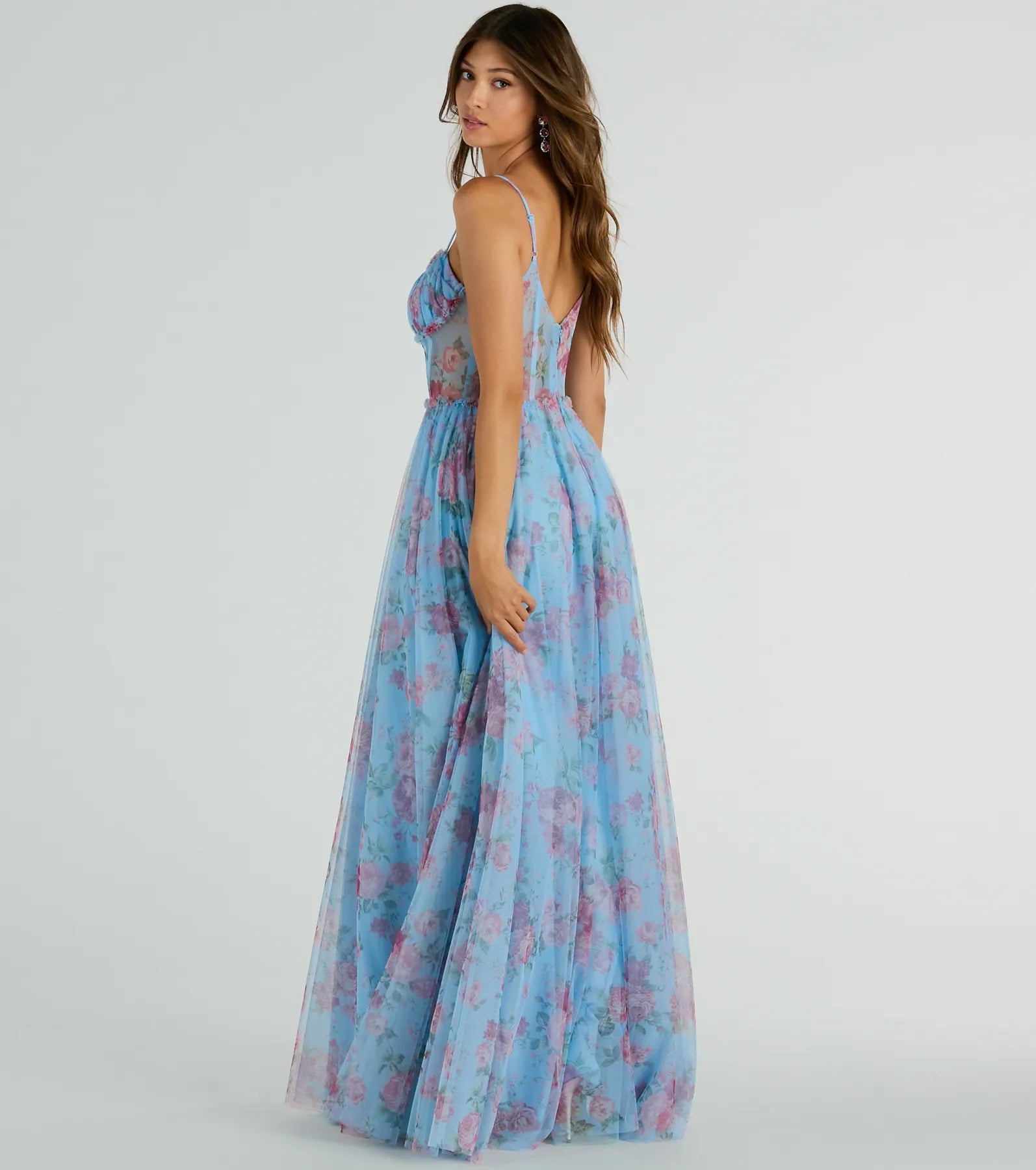 Haylie Corset A-Line Floral Tulle Formal Dress - Image 2