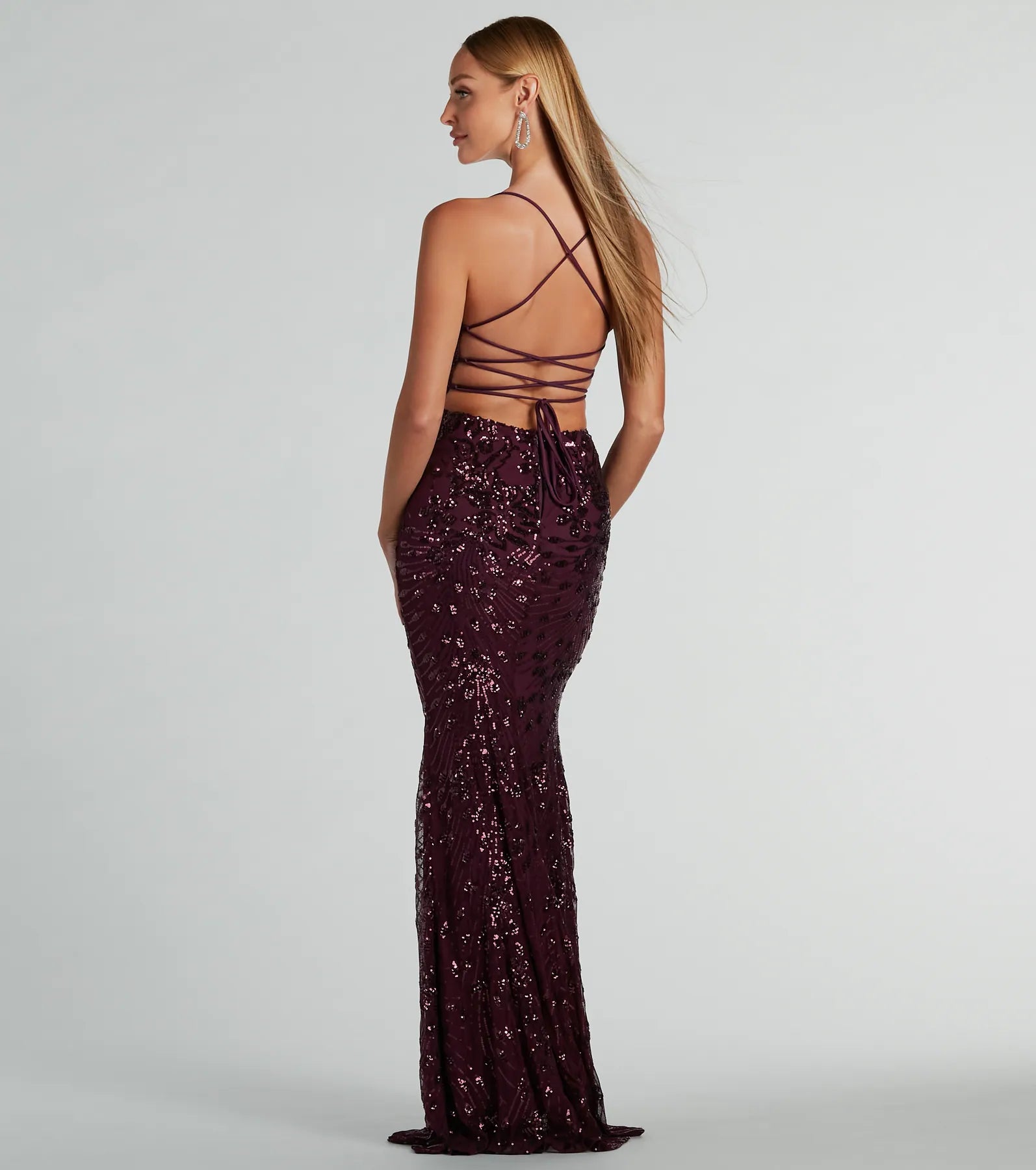 Jaylee Lace-Up Sequin Mesh Formal Dress - Image 2