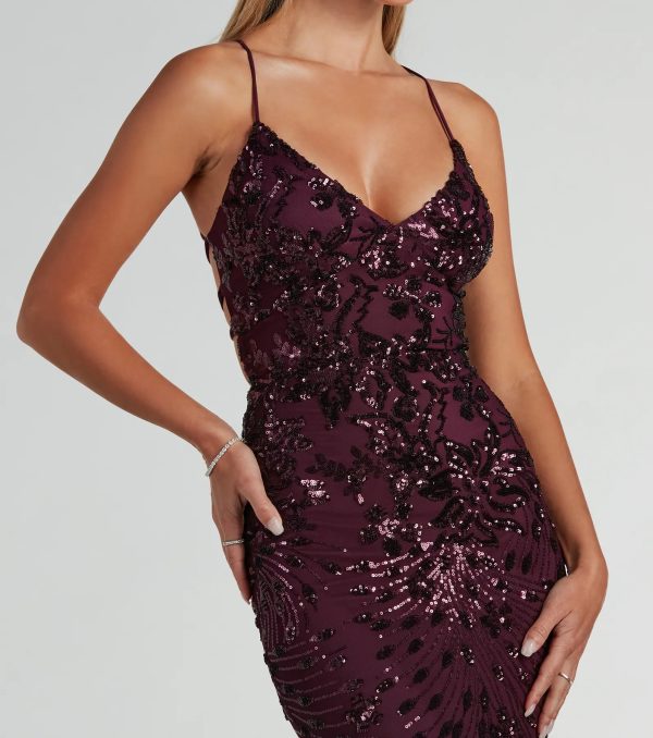 Jaylee Lace-Up Sequin Mesh Formal Dress - Image 3