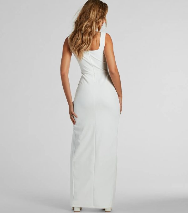 Cristine Square Neck High Slit Long Formal Dress - Image 2