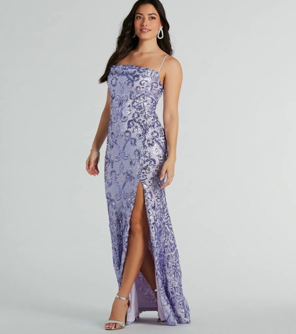 Tori Cowl Neck Mermaid Sequin Mesh Formal Dress - Image 5