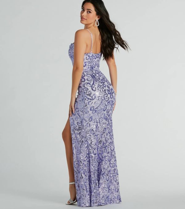 Tori Cowl Neck Mermaid Sequin Mesh Formal Dress - Image 6