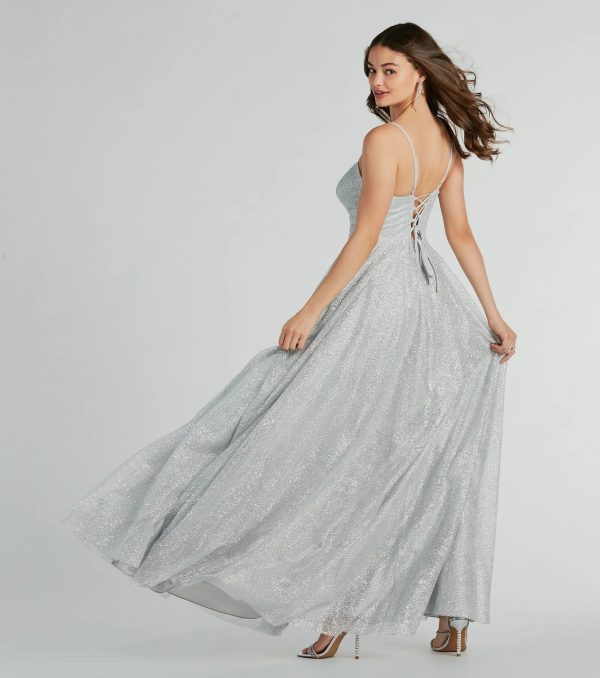 Kira Lace-Up Glitter Tulle A-Line Formal Dress - Image 2