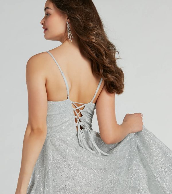 Kira Lace-Up Glitter Tulle A-Line Formal Dress - Image 4