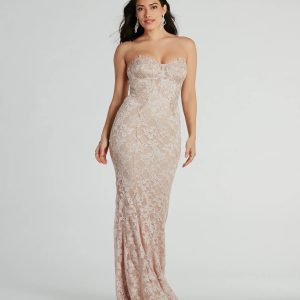 Stefani Strapless Corset Lace Mermaid Formal Dress