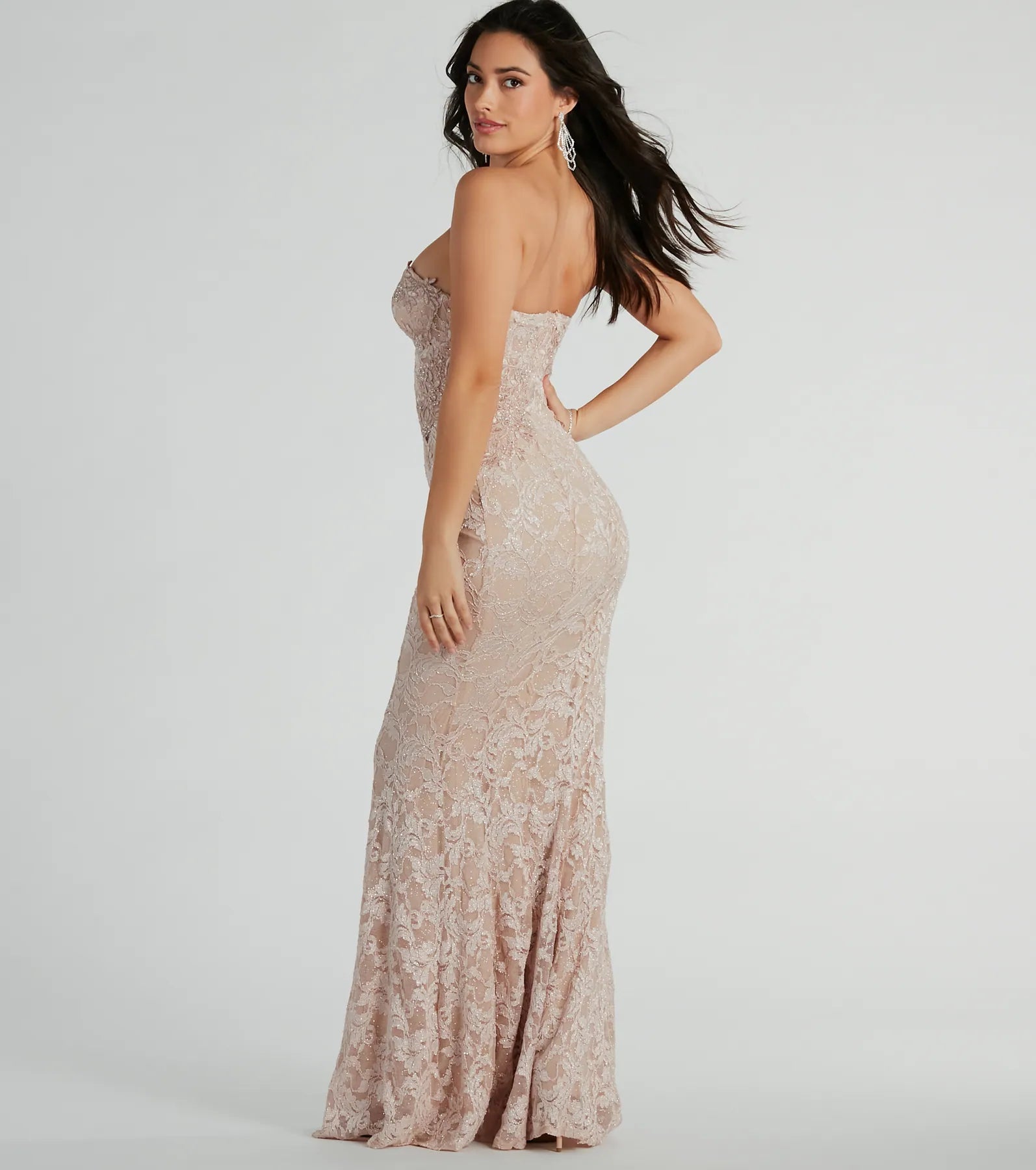 Stefani Strapless Corset Lace Mermaid Formal Dress - Image 2