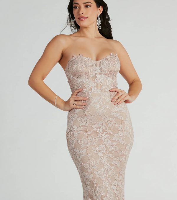 Stefani Strapless Corset Lace Mermaid Formal Dress - Image 3
