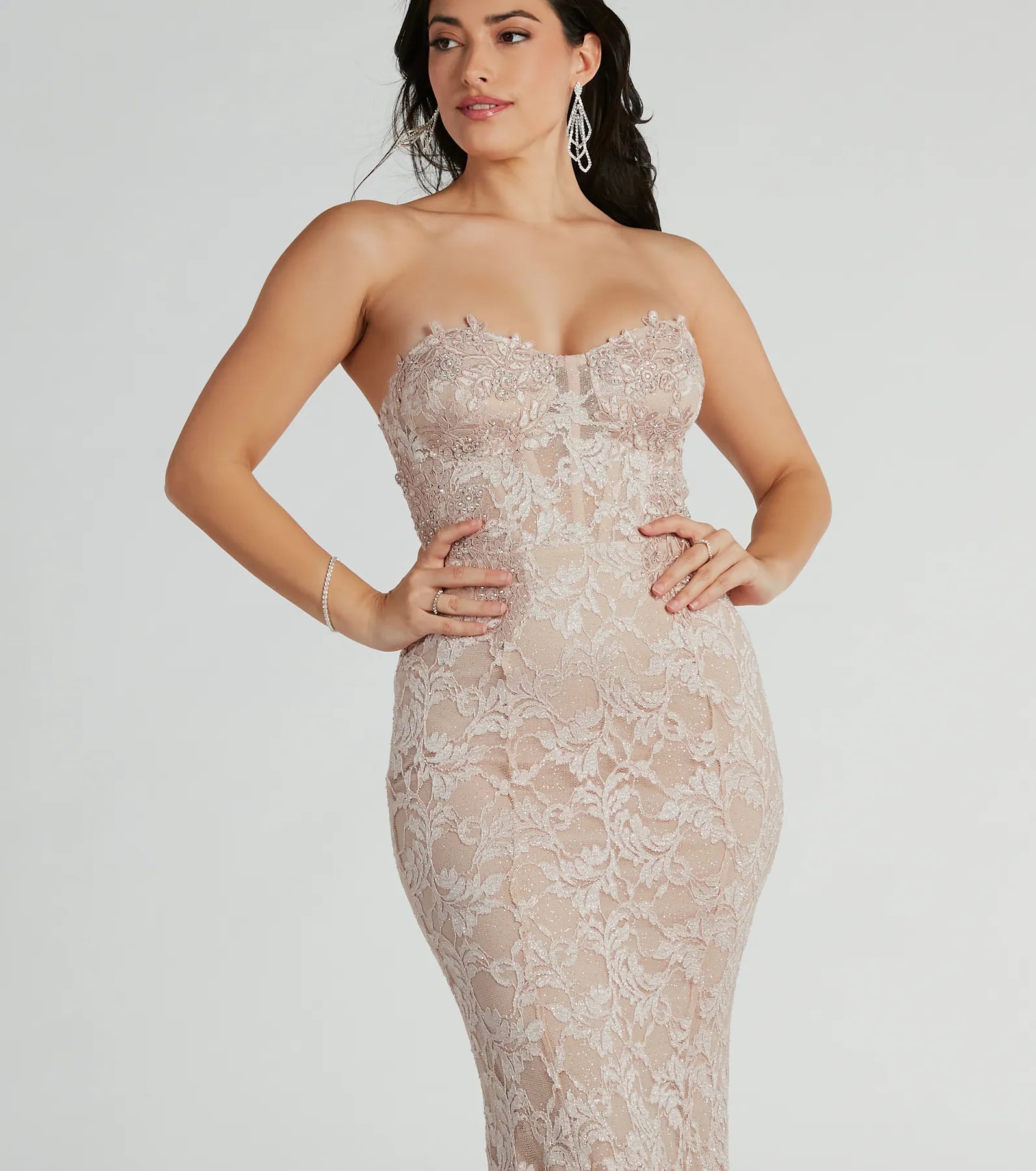 Stefani Strapless Corset Lace Mermaid Formal Dress - Image 3