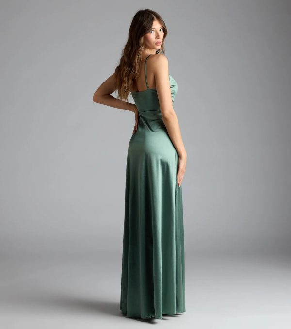 Marissa Formal Satin Cowl Neck Dress - Image 12