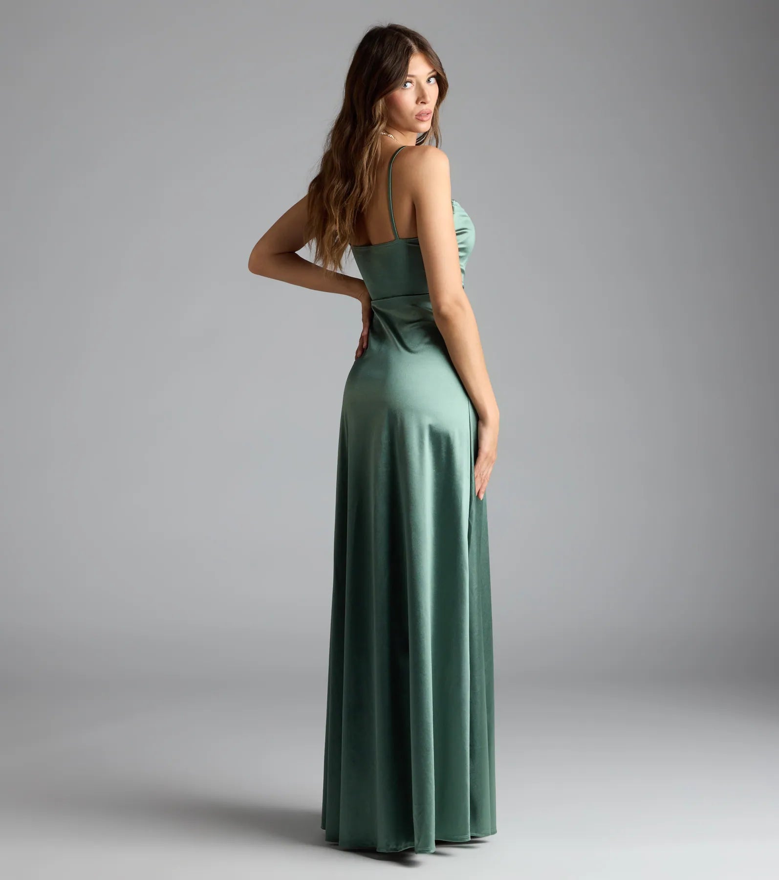 Marissa Formal Satin Cowl Neck Dress - Image 12