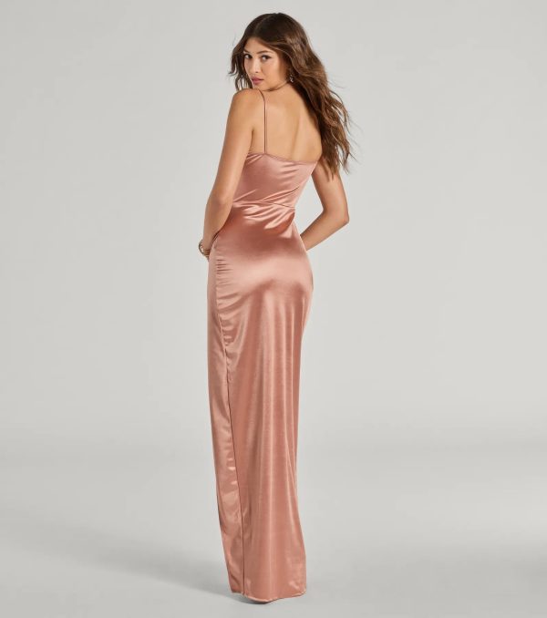 Mayra Formal Satin Slit Long Dress - Image 46