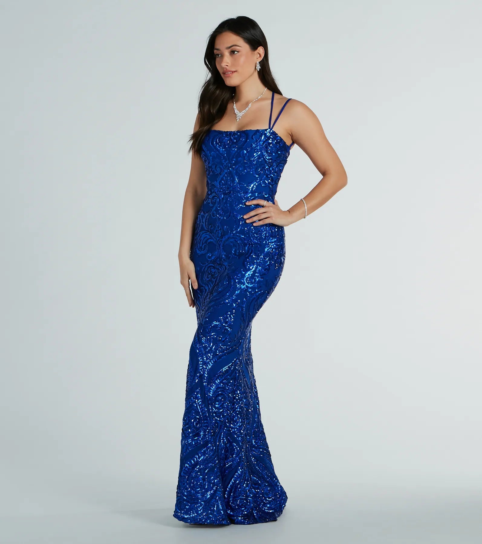 Delaney Lace-Up Mermaid Sequin Formal Dress - Image 3