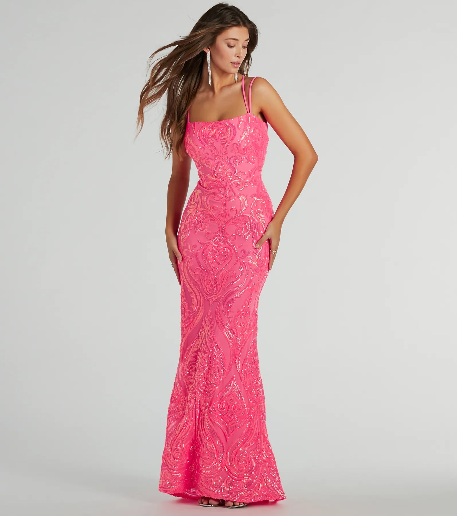 Delaney Lace-Up Mermaid Sequin Formal Dress - Image 5