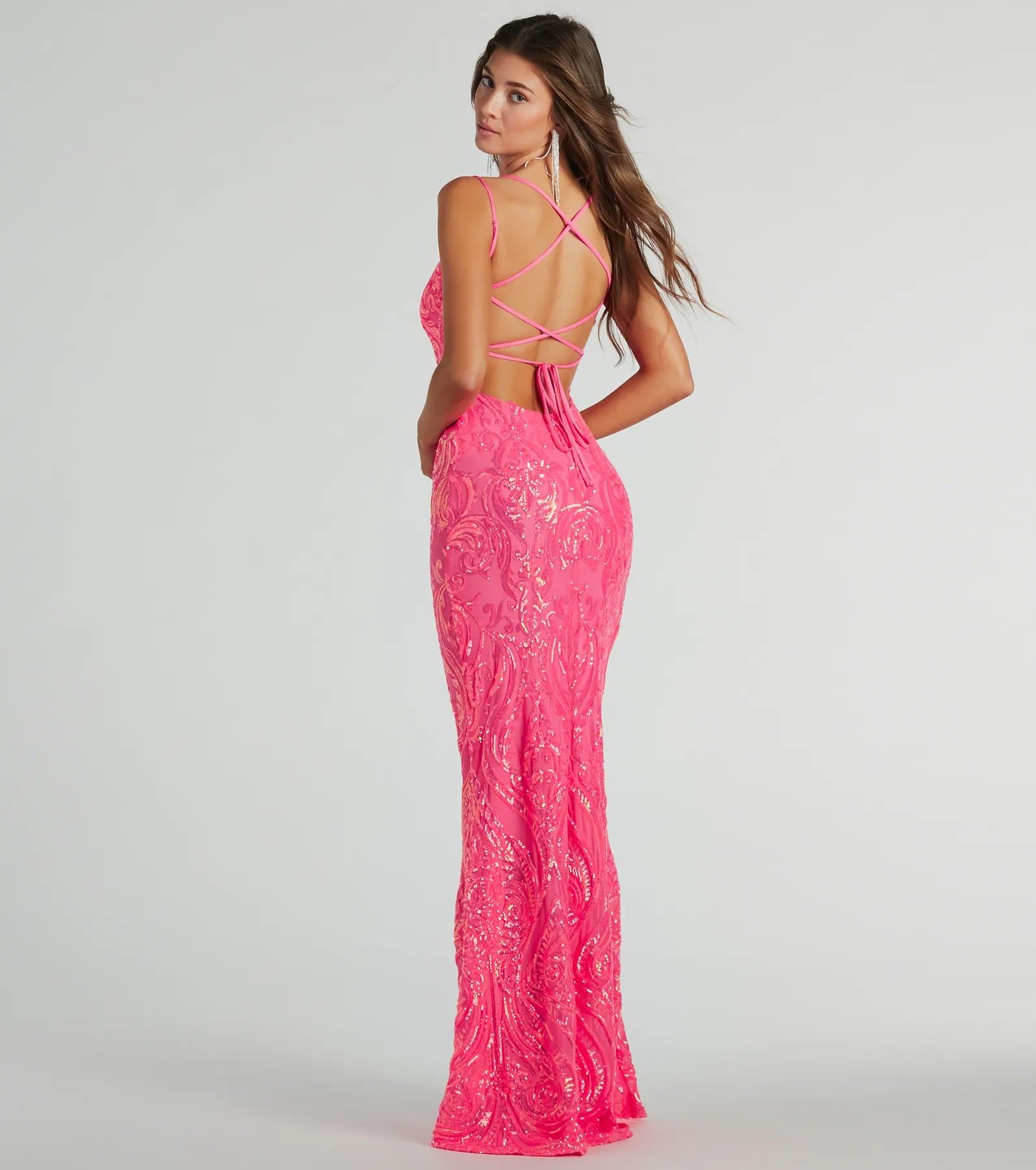 Delaney Lace-Up Mermaid Sequin Formal Dress - Image 6