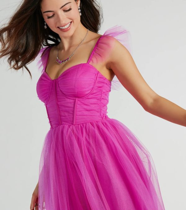 Amber Corset Ruffle A-Line Tulle Formal Dress - Image 4