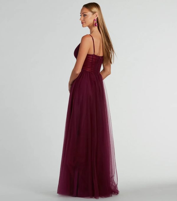 Paulette Sleeveless A-Line Mesh Formal Dress - Image 2