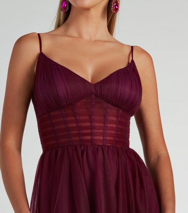 Paulette Sleeveless A-Line Mesh Formal Dress - Image 3