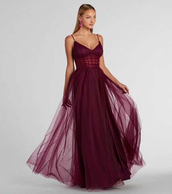 Paulette Sleeveless A-Line Mesh Formal Dress - Image 4