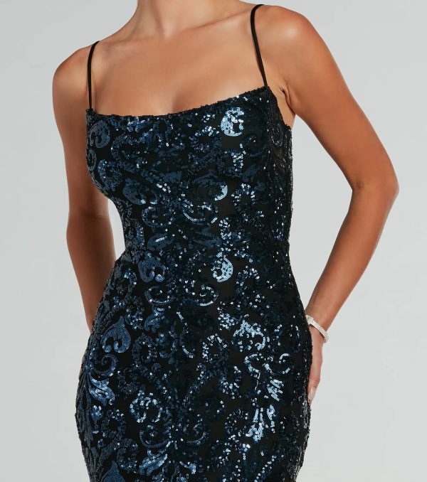 Tori Cowl Neck Mermaid Sequin Mesh Formal Dress - Image 3