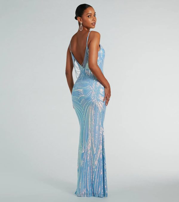 Pauline Formal Sequin Draped Bead Bodycon Dress - Image 6