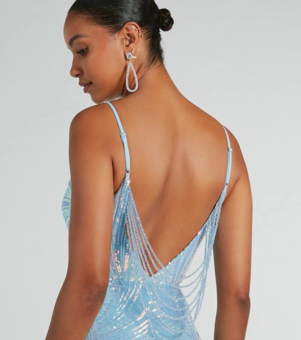 Pauline Formal Sequin Draped Bead Bodycon Dress - Image 8