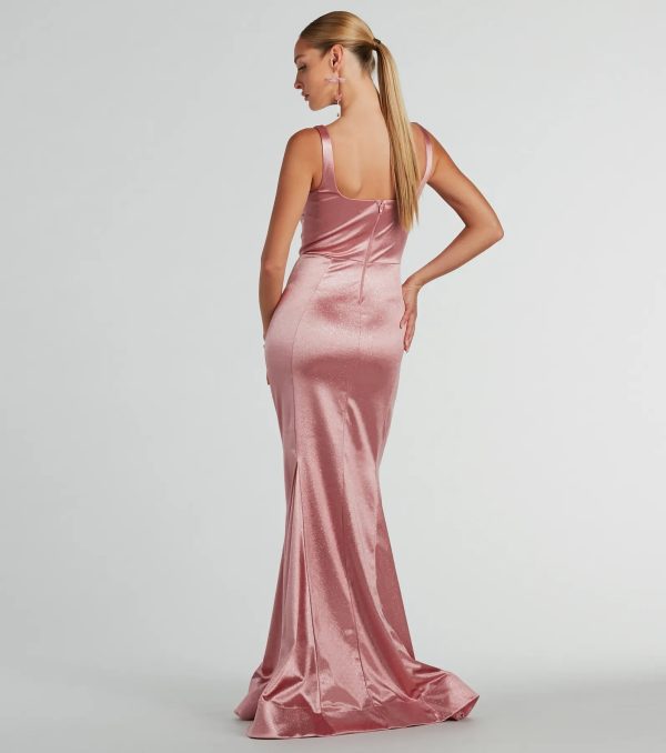 Ria Bustier Mermaid Glitter Satin Formal Dress - Image 2