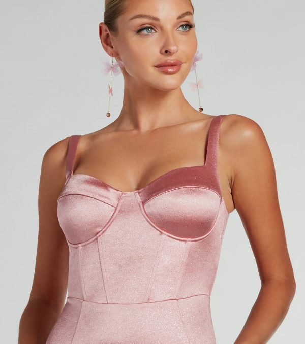 Ria Bustier Mermaid Glitter Satin Formal Dress - Image 3