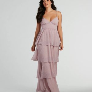 Kasey V-Neck Ruffled A-Line Chiffon Formal Dress