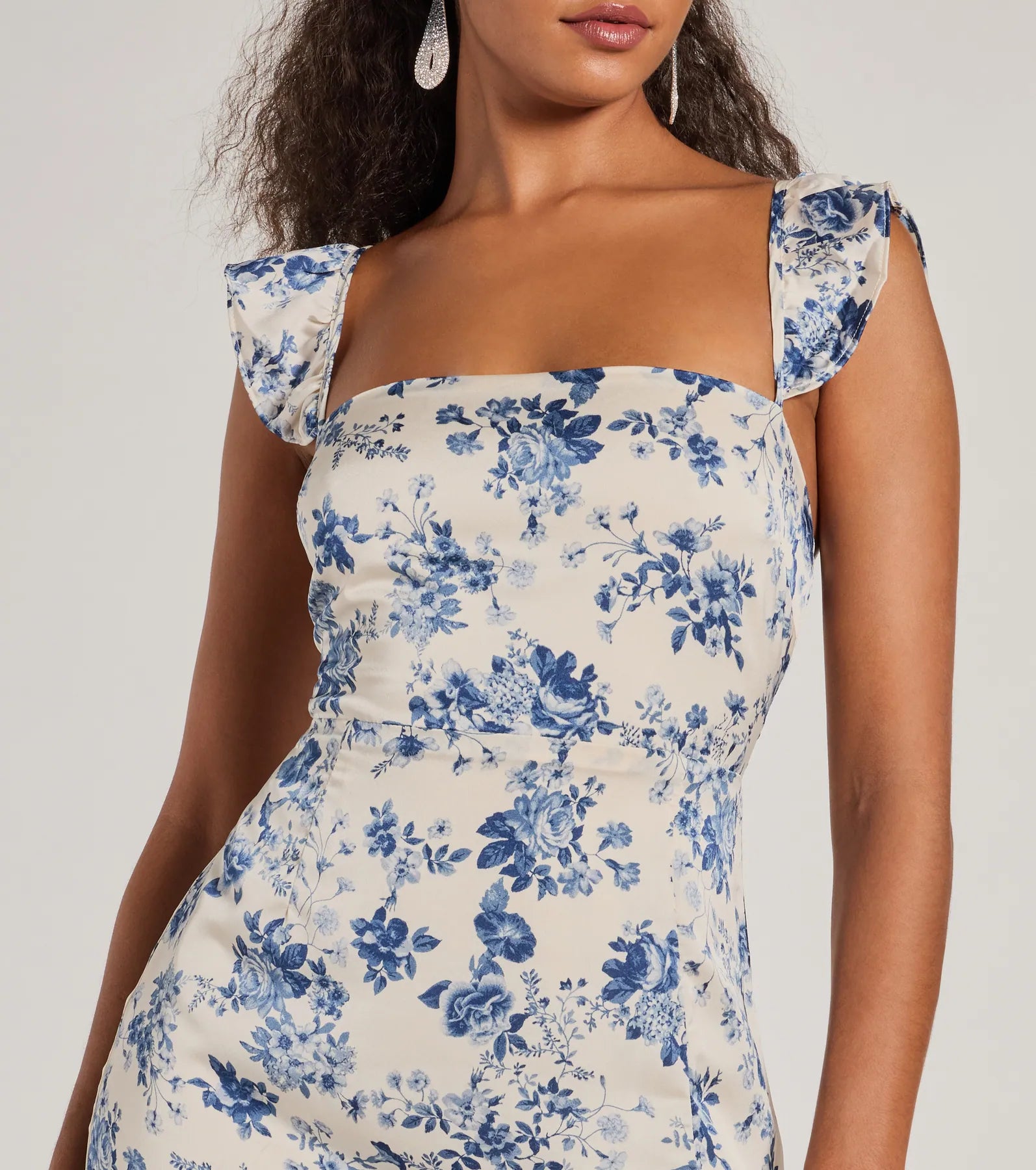 Corrie Lace-Up Floral Satin A-Line Formal Dress - Image 4