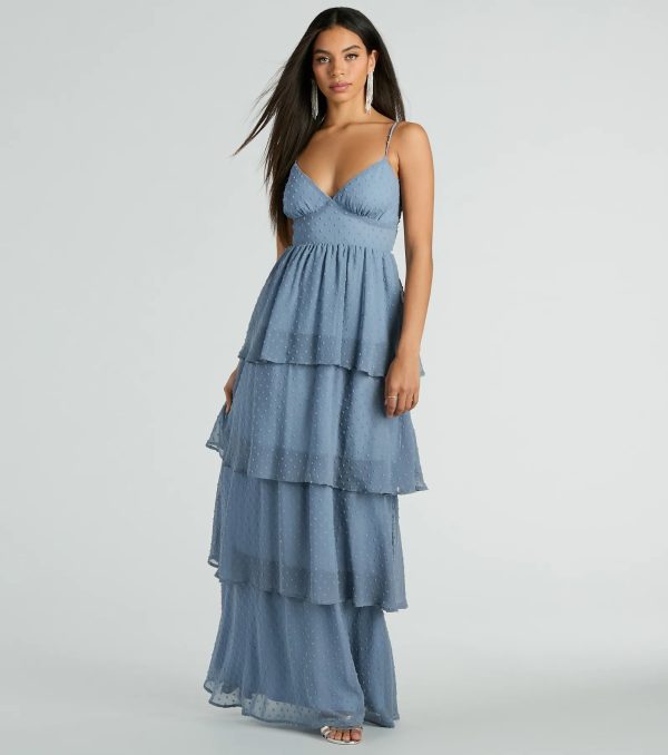 Kasey V-Neck Ruffled A-Line Chiffon Formal Dress - Image 5