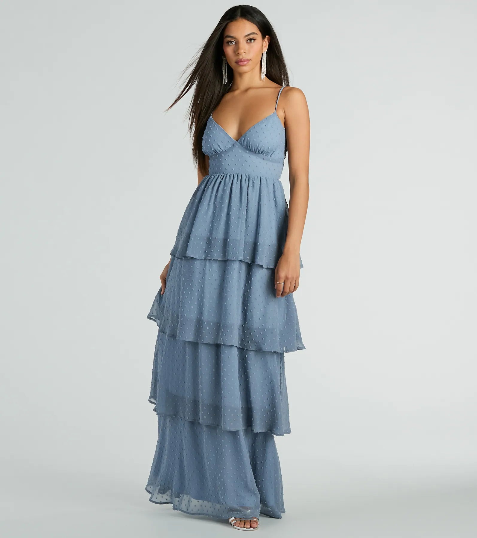 Kasey V-Neck Ruffled A-Line Chiffon Formal Dress - Image 5