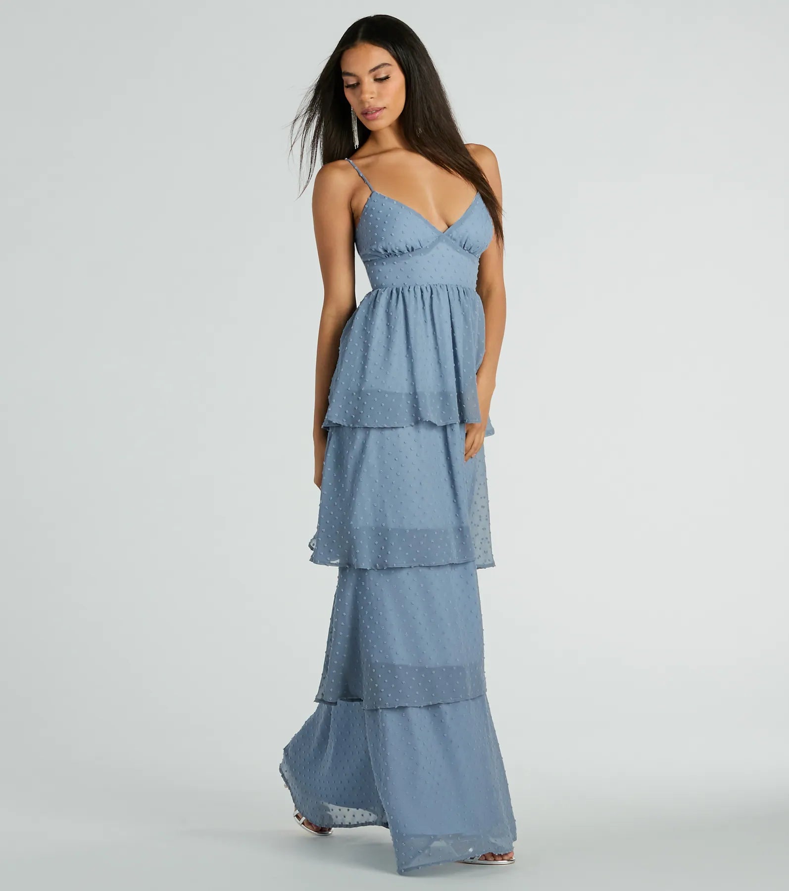 Kasey V-Neck Ruffled A-Line Chiffon Formal Dress - Image 8