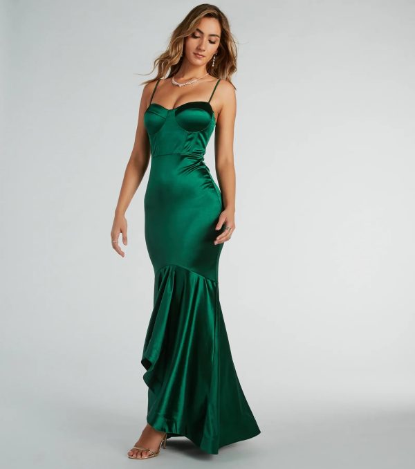 Hayley Mermaid Trumpet Ruffle Satin Formal Dress - Image 4