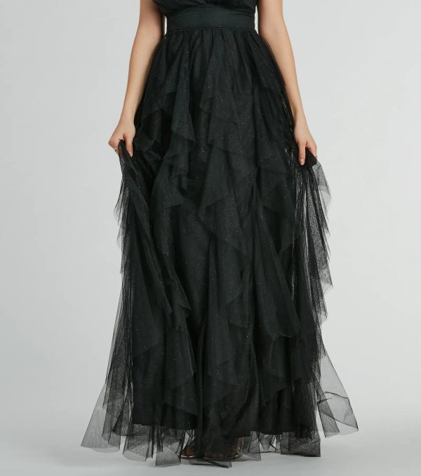 Wynonna V-Neck A-Line Ruffle Glitter Formal Dress - Image 3