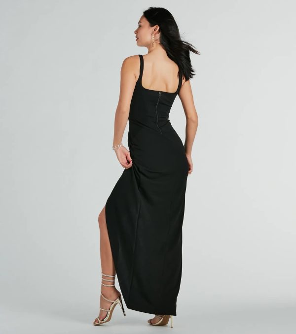 Nanali Formal Crepe Sweetheart Wrap Long Dress - Image 2